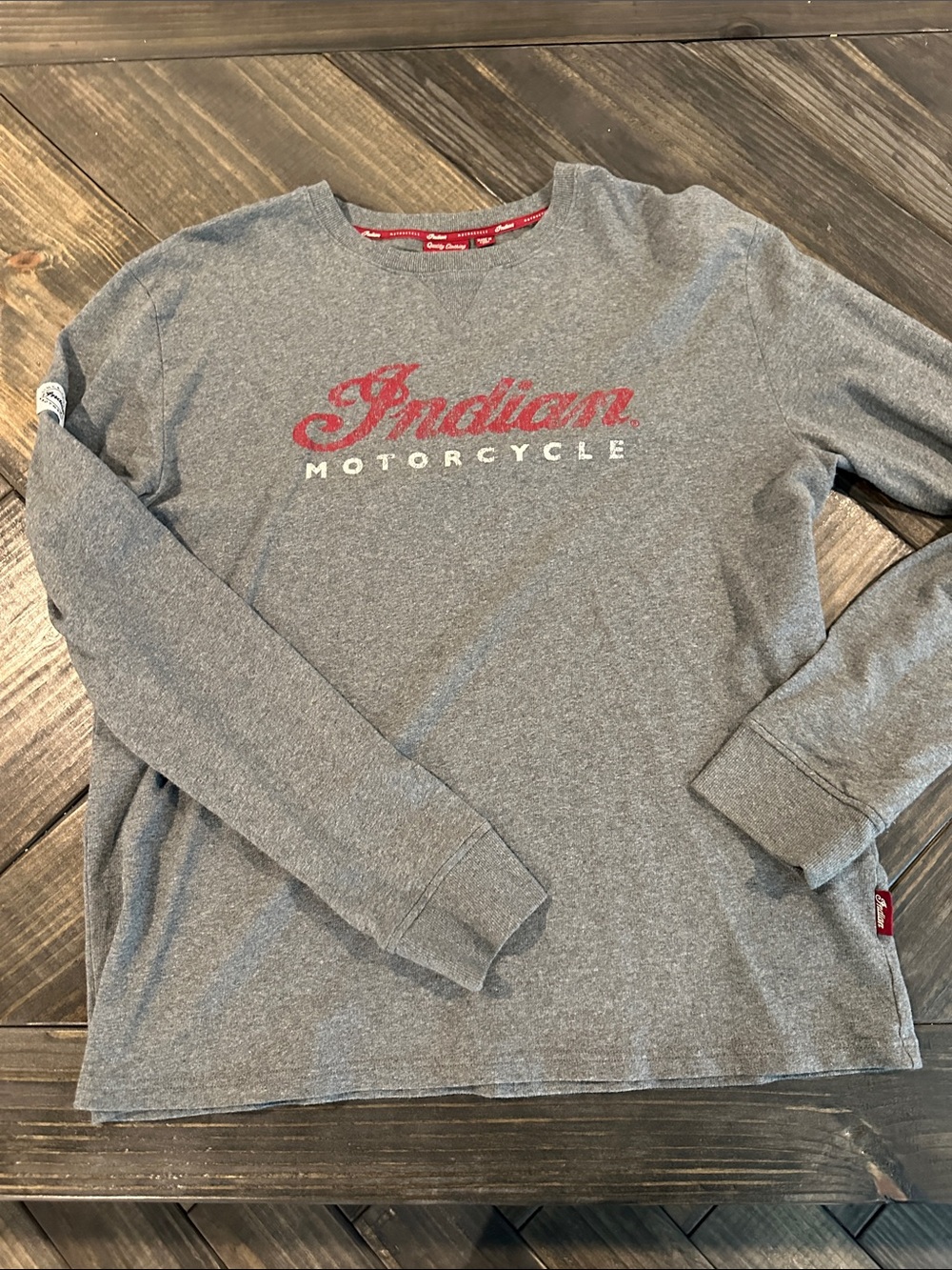 Men’s Long-Sleeve Heather Gray Logo Tee Indian motorcycle